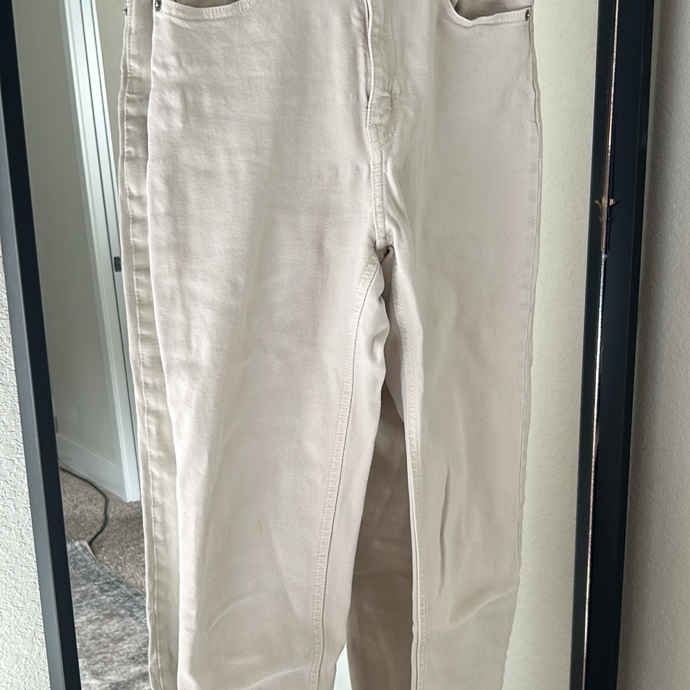 H&M Women's Straight Leg Cream Jeans